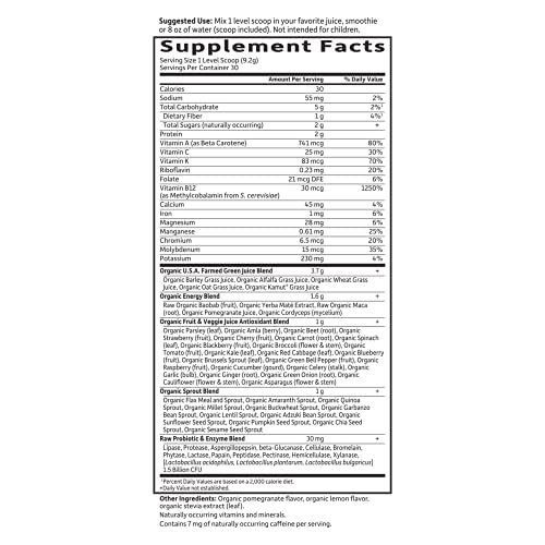 Organic Energizing Green Superfood Powder with Probiotics