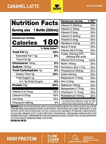 SlimFast Energy Caramel Latte Shake - Meal Replacement with Protein