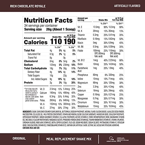 Rich Chocolate Royale Meal Replacement Shake Mix, 34 Servings