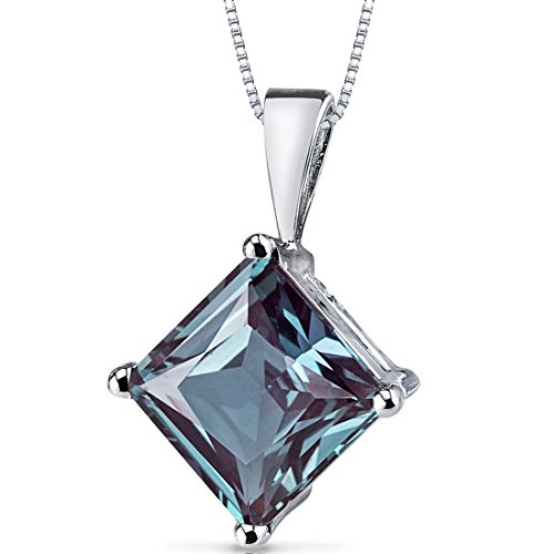 14K White Gold Alexandrite Pendant, Color-Changing 3 Carats