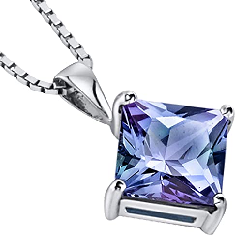 14K White Gold Alexandrite Pendant, Color-Changing 3 Carats