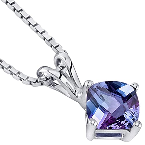 14K White Gold Color-Changing Alexandrite Pendant, 1 Carat