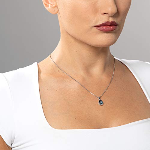 Simulated Alexandrite Teardrop Pendant Necklace, Sterling Silver 2.25ct