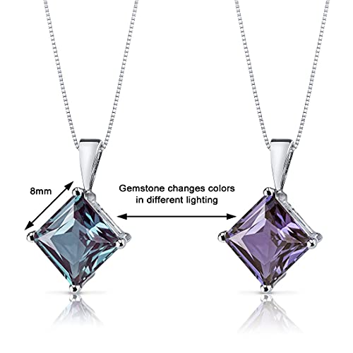 14K White Gold Alexandrite Pendant, Color-Changing 3 Carats