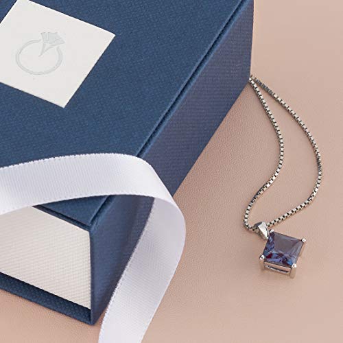 14K White Gold Alexandrite Pendant, Color-Changing 3 Carats