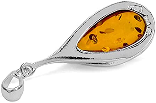 Certified Amber Silver Teardrop Pendant by Ian and Valeri