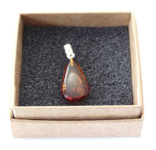 Baltic Amber Silver Heart Pendant - Small Minimalist