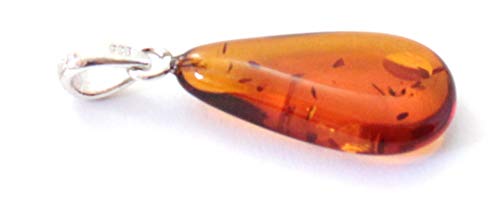 Baltic Amber Silver Heart Pendant - Small Minimalist