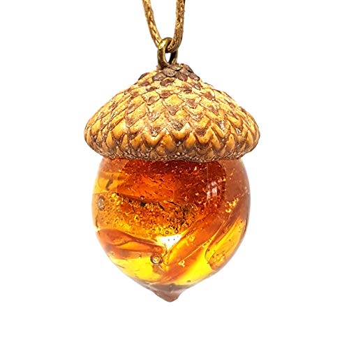 Handmade Baltic Amber Acorn Pendant Necklace for Peace