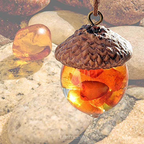 Handmade Baltic Amber Acorn Pendant Necklace for Peace