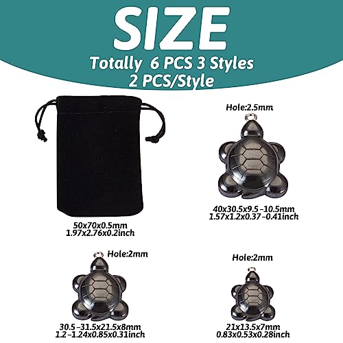 Hematite Turtle Charms: Non-Magnetic Sea Dangle Pendants (6pcs)