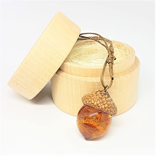 Handmade Baltic Amber Acorn Pendant Necklace for Peace