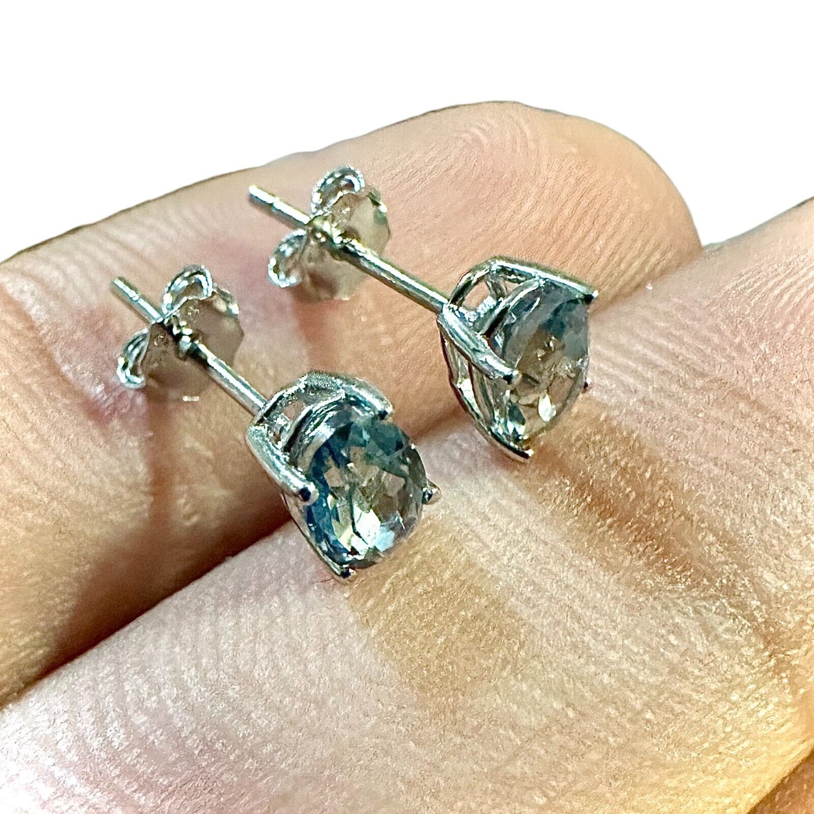 Tanzanite Sterling Silver Oval Stud Earrings for Women