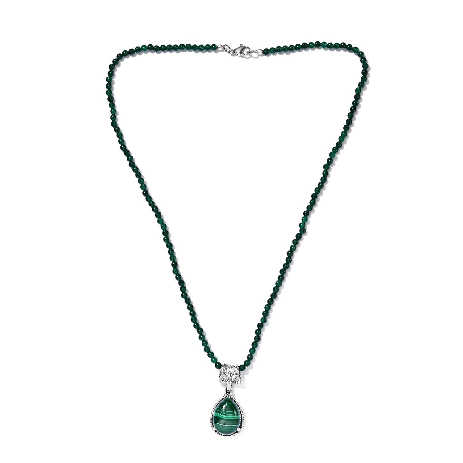 Green Quartzite Malachite Pendant Choker Necklace for Women