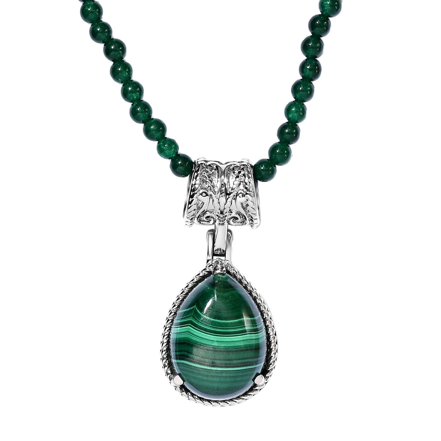 Green Quartzite Malachite Pendant Choker Necklace for Women