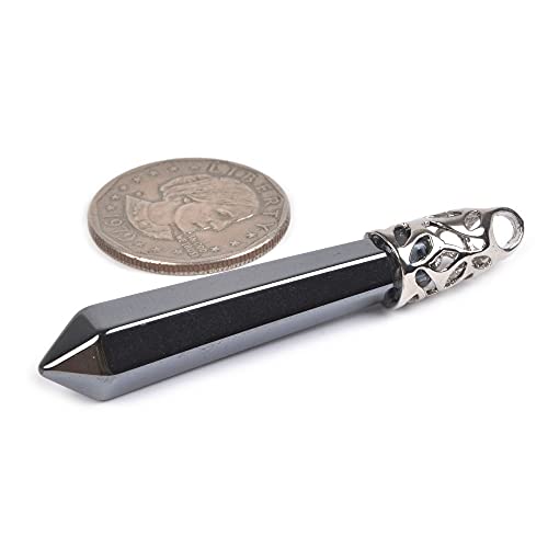 Natural Hematite Hexagonal Pointed Chakra Pendant Necklace