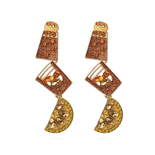Yellow Tequila Shot Rhinestone Crystal Dangle Earrings