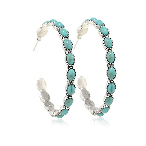 Turquoise Boho Teardrop Earrings - Vintage Pendant Jewelry