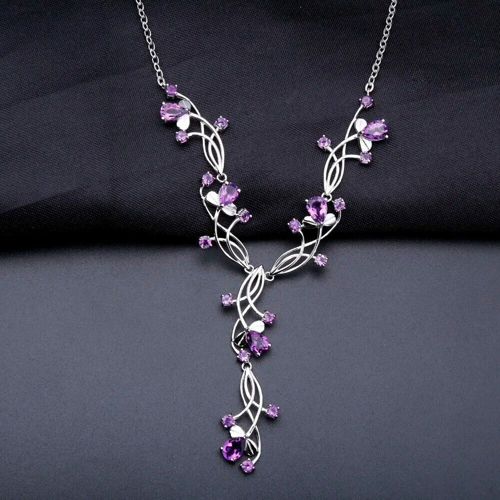 Handmade Vintage Amethyst Sterling Silver Bridal Necklace