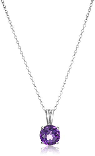 Amethyst Birthstone Pendant Necklace in Sterling Silver, 18