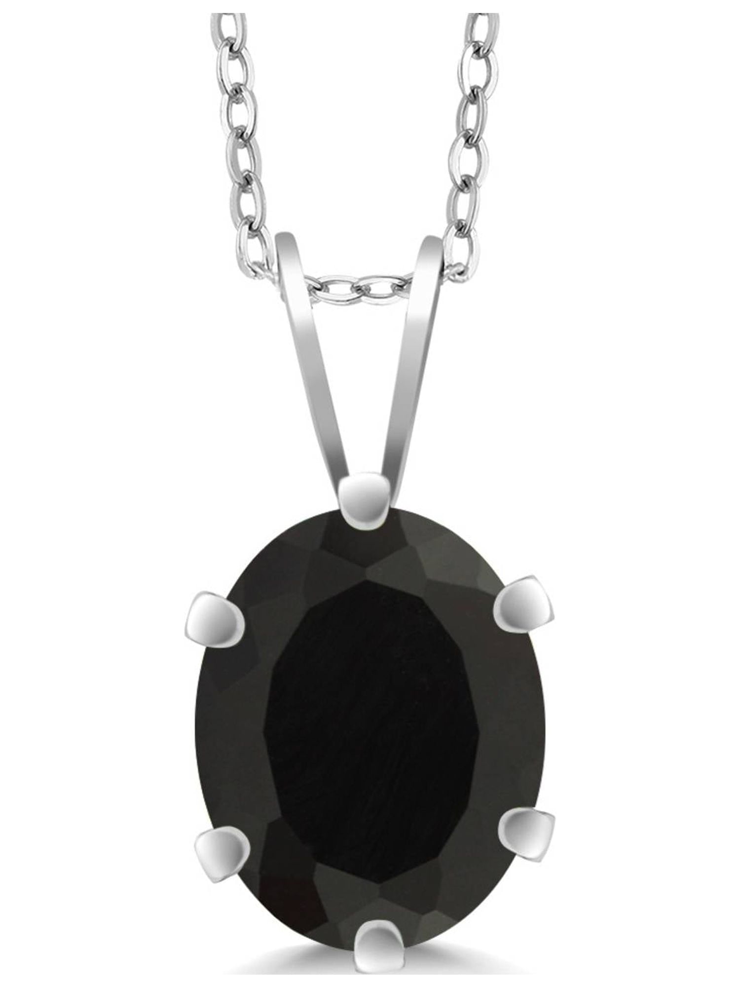 Black Onyx Pendant Necklace for Women in Sterling Silver