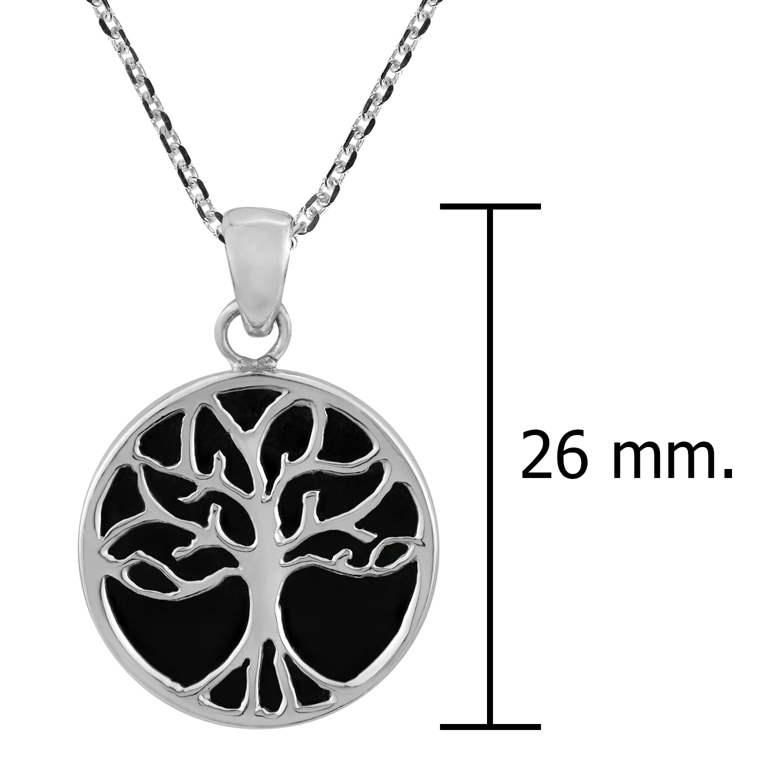 Tree Of Life Black Onyx Silver Pendant Necklace