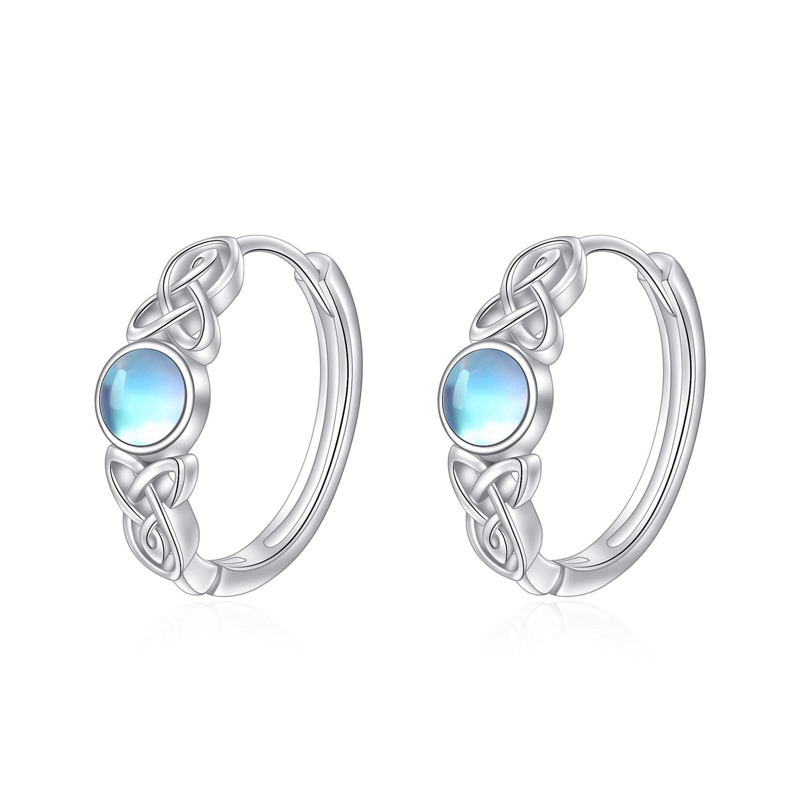 Moonstone Sterling Silver Hoops Earrings for Women