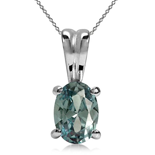 Simulated Alexandrite 925 Sterling Silver Pendant with Necklace