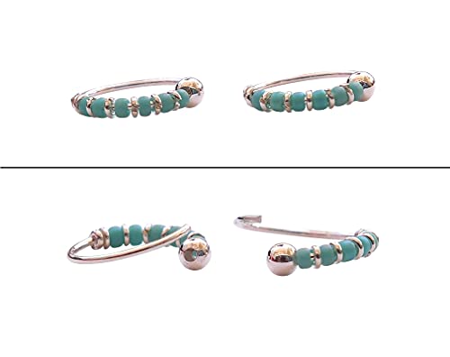 Sterling Silver Turquoise Beaded Helix Hoops, Handmade