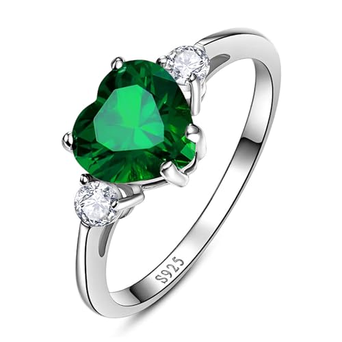 2.25ct Created Emerald Heart Promise Ring Size 6.5