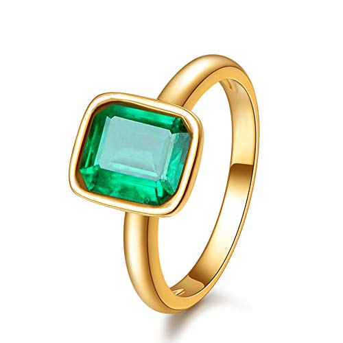 Emerald Cut CZ Solitaire Ring, 18K Gold Plated