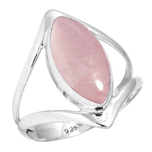Pink Rose Quartz Sterling Silver Ring - Size 8