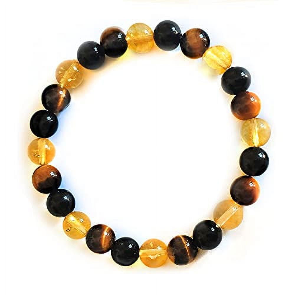 Citrine, Tiger Eye, Onyx Triple Protection Bracelet Unisex