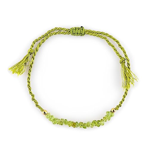 Peridot Chip Braided Bracelet, Energy Healing Gemstone Jewelry