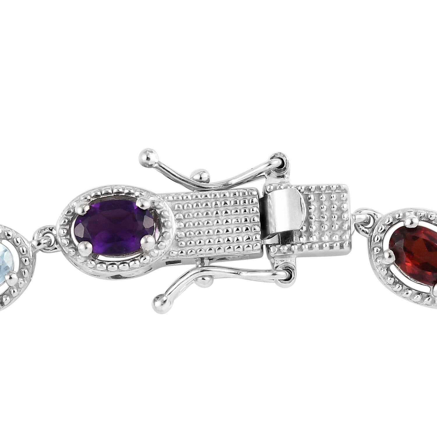 Peridot Amethyst Tennis Bracelet in 925 Sterling Silver