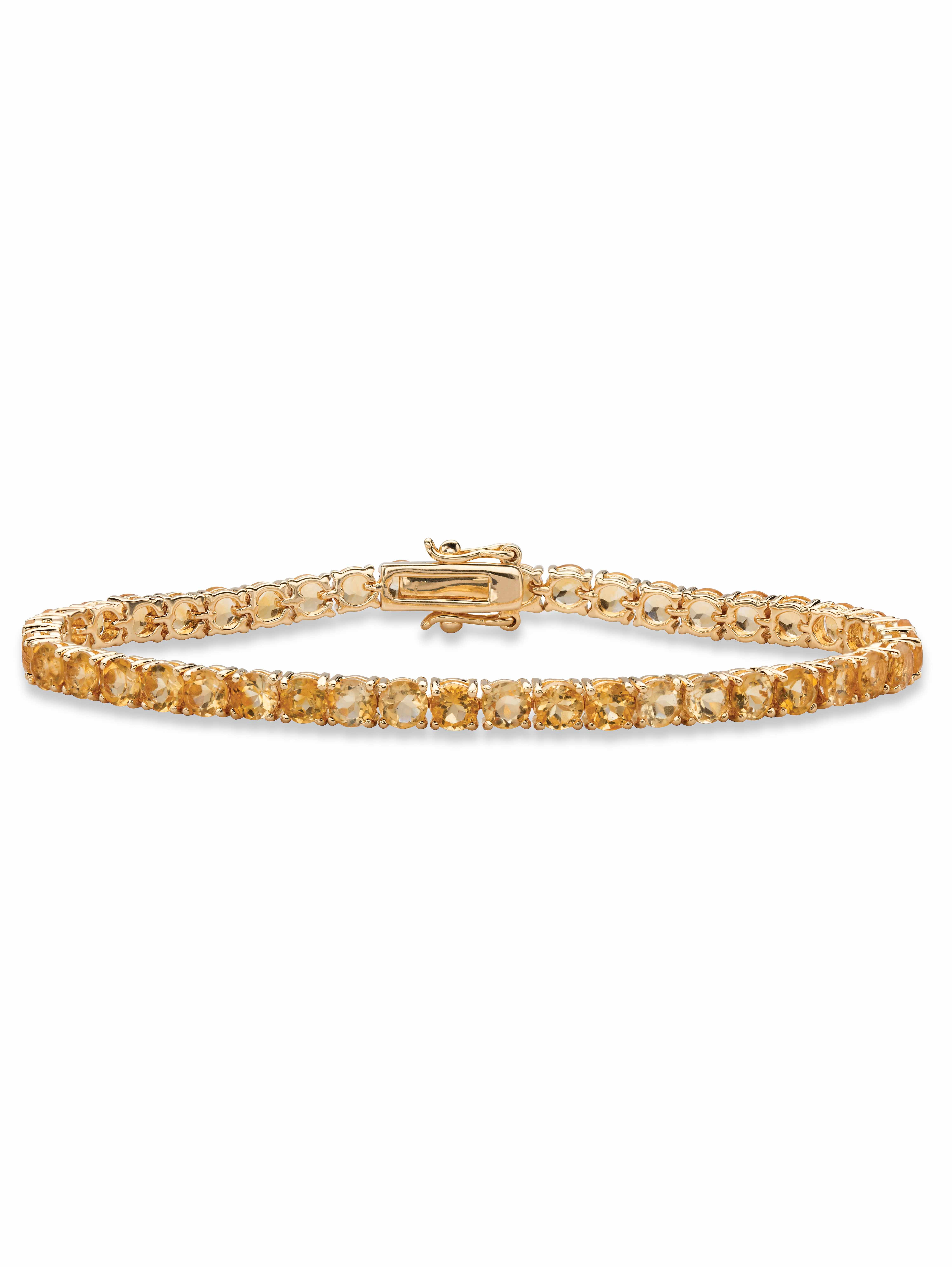 Red Garnet or Yellow Citrine Tennis Bracelet in Gold