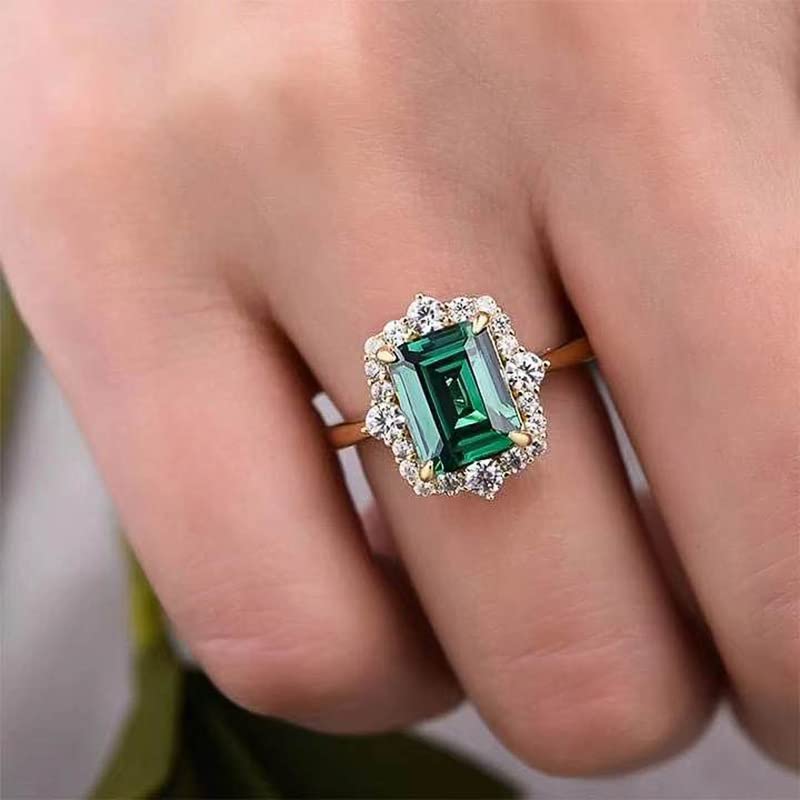 14K Gold Emerald Cut Baguette Ring for Women