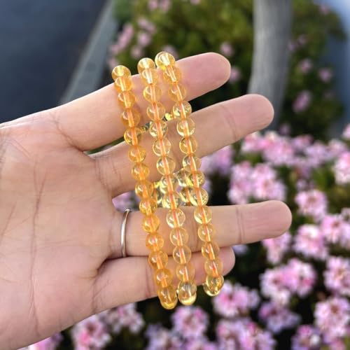 Yellow Citrine Beaded Stretch Bracelet - Chakras Healing Crystal