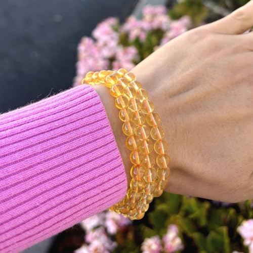 Yellow Citrine Beaded Stretch Bracelet - Chakras Healing Crystal