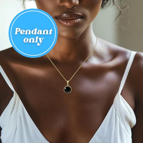Dainty 14K Gold Onyx Pendant for Classy Women