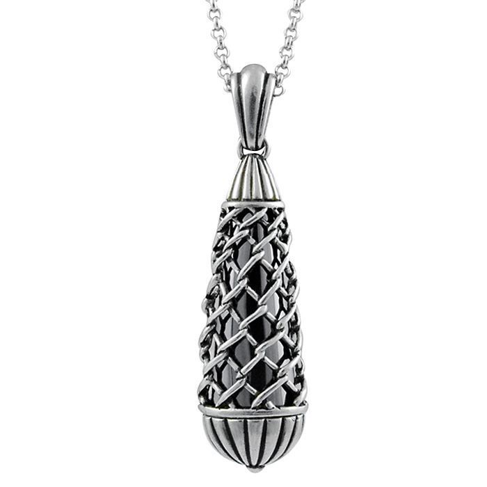 Controse Teardrop Black Hematite Pendant Necklace