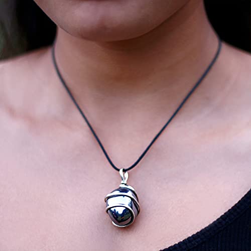 Hematite Crystal Healing Necklace: Genuine Handcrafted Raw Pendant