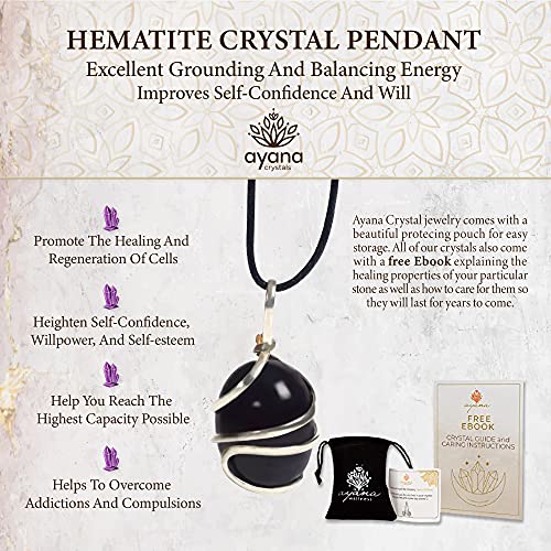 Hematite Crystal Healing Necklace: Genuine Handcrafted Raw Pendant