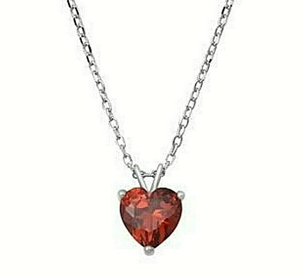Ruby Heart Pendant Necklace in Sterling Silver