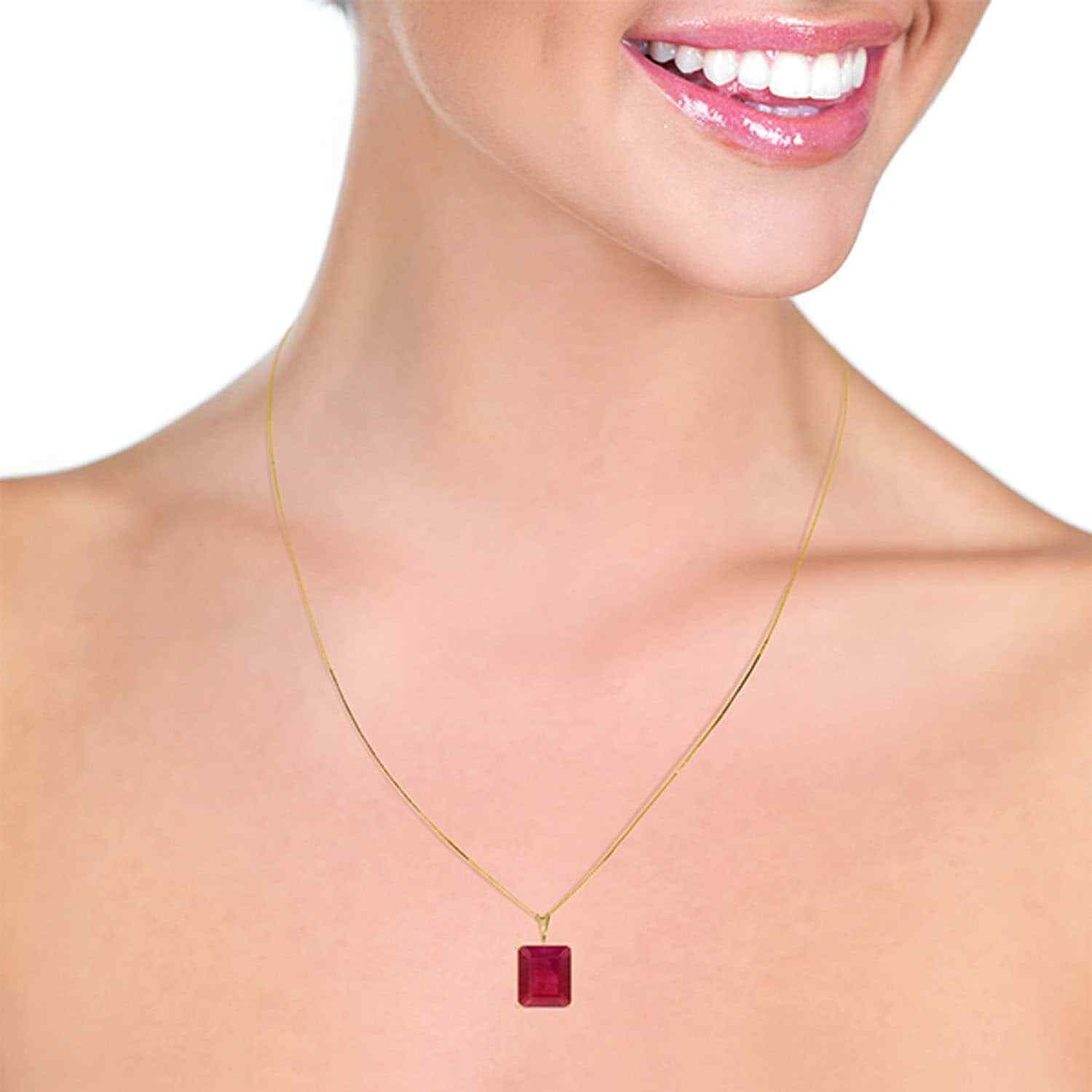 6.5 Carat Ruby Necklace in 14K Solid Gold