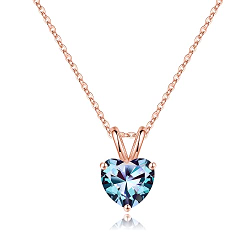 June Birthstone Solitaire Heart Cut Alexandrite Necklace