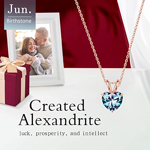 June Birthstone Solitaire Heart Cut Alexandrite Necklace