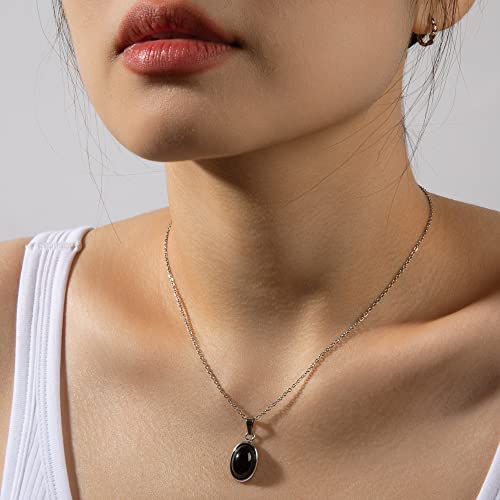 Black Onyx Pendant Necklace - 925 Silver Handmade