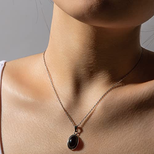 Black Onyx Pendant Necklace - 925 Silver Handmade