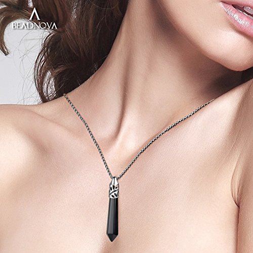 Black Onyx Crystal Pendant Necklace for Energy Healing